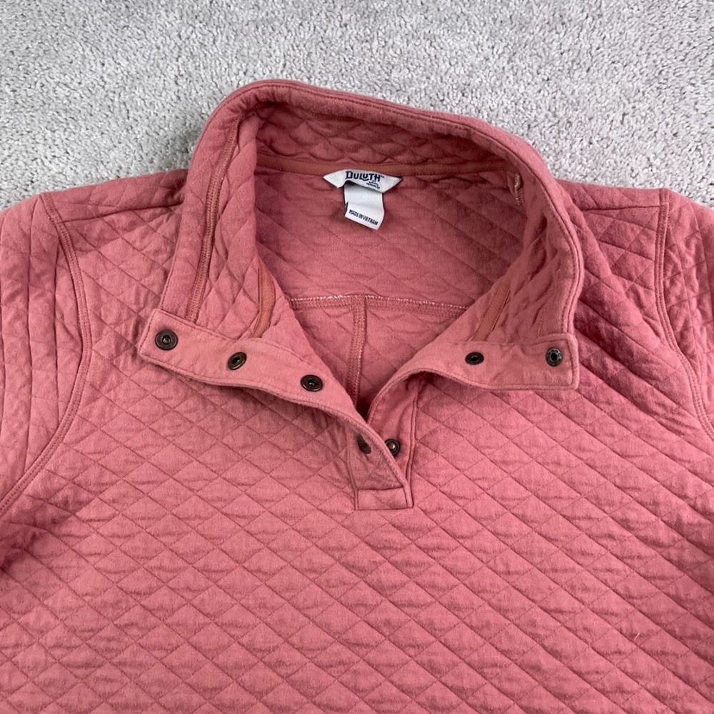Duluth Sweatshirt Womens Large Pink Quilted Snap Pullover Outdoor Sweater